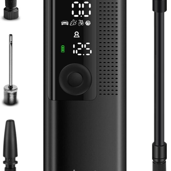Airmoto Tire Inflator Portable Air Compressor - Air Pump for Car Tires with Tire Pressure Gauge - One Click Smart Pump Tire Inflator for Car, Motorcycle, Bicycle and More