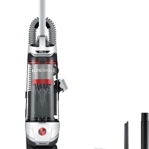 Hoover MAXLife Elite Swivel Vacuum Cleaner with HEPA Media Filtration, Bagless Multi-Surface Upright for Carpet and Hard Floors, UH75100, White